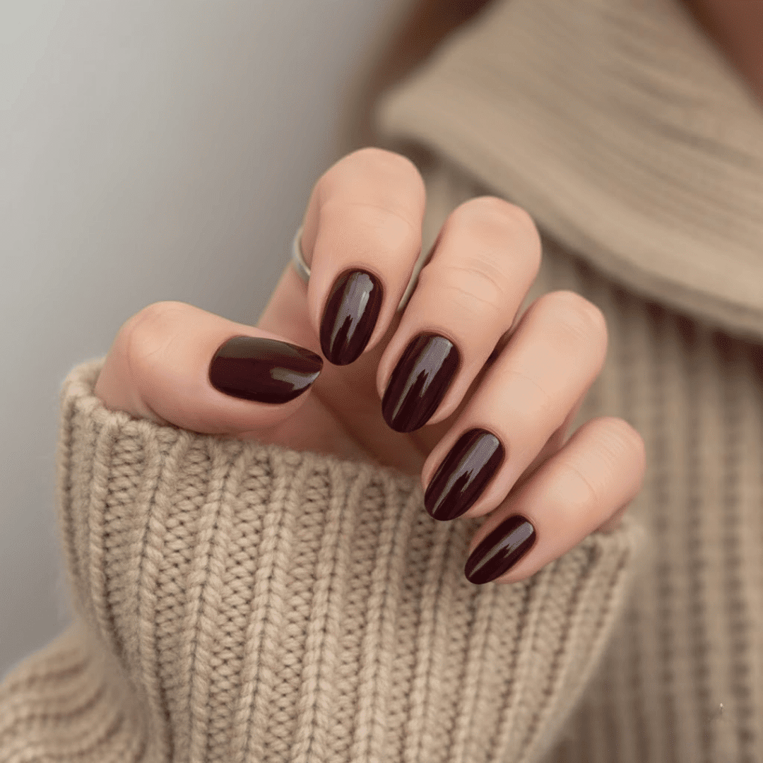 Rich Dark Brown Gloss Rich Dark Brown Gloss — Short Winter Nails