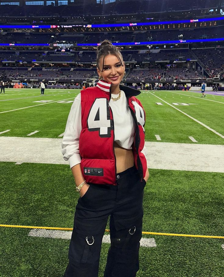 Puffer Vest with Bold Number Detail Puffer Vest with Bold Number Detail — Winter Football Game Outfits
