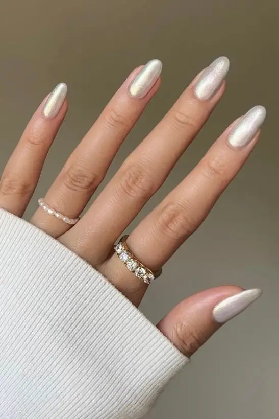 Glitter Ombre Rhinestone Coffin Nails — Winter Wedding Nails