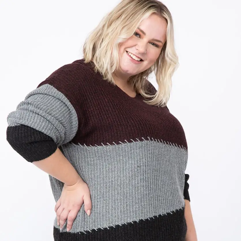 Vibrant Colorblock Knit Sweater for a Cozy Statement Vibrant Colorblock Knit Sweater for a Cozy Statement — Winter Outfits for Plus Size Women