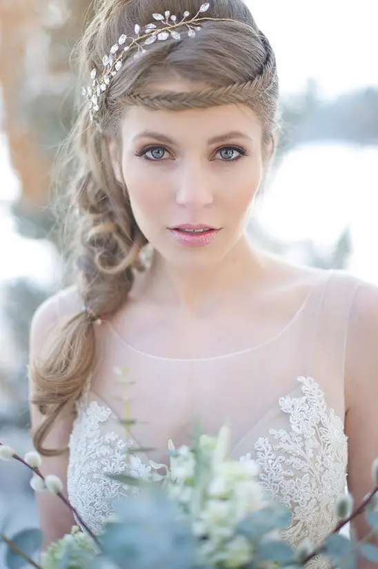 Ash Blonde Loose Braid With Vine Ash Blonde Loose Braid With Vine — Winter Wedding Hairstyles