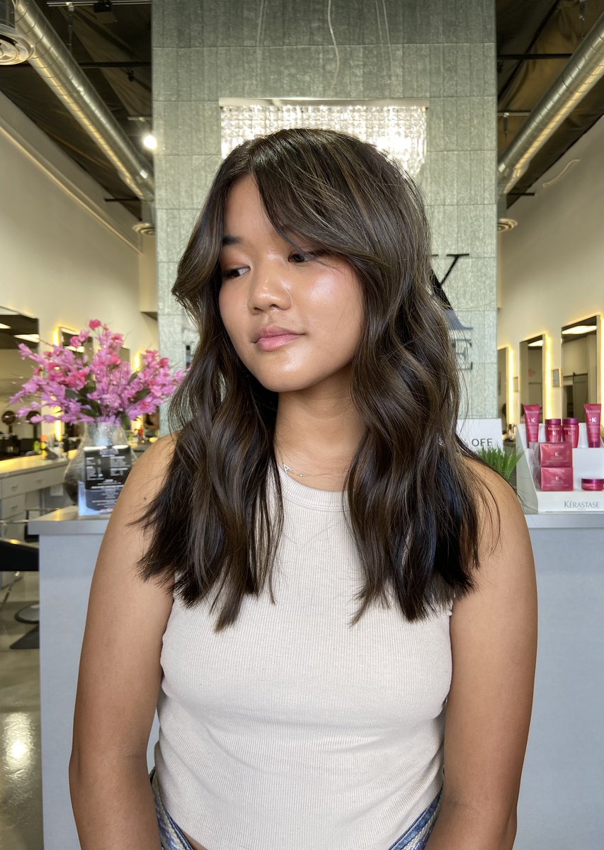 Collarbone Lob Balayage Highlights Collarbone Lob Balayage Highlights — Mushroom Brown Hair