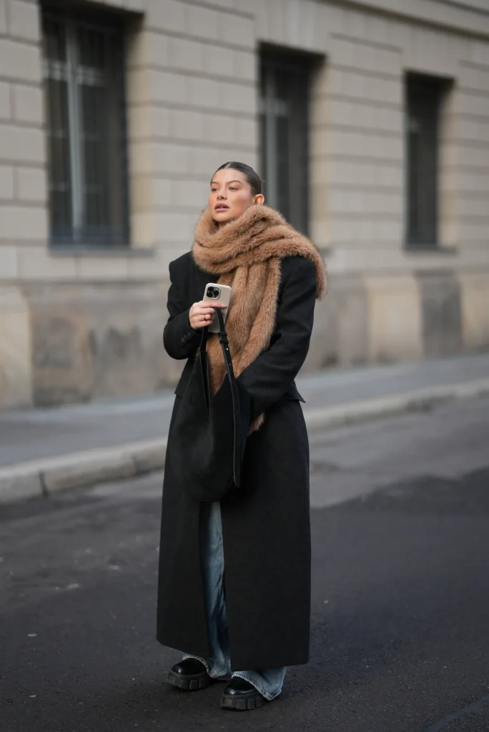 Voluminous Faux Fur Scarf for Winter Glamour Scarf Outfits