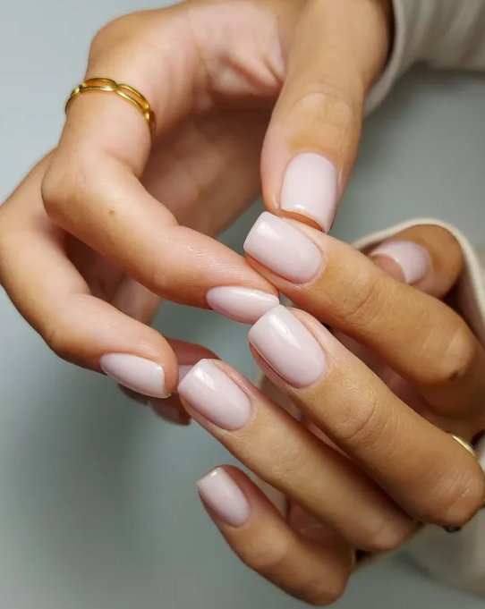 Uniform Light Pink Glossy Short Square Nails Uniform Light Pink Glossy Short Square Nails — Short Nail Designs