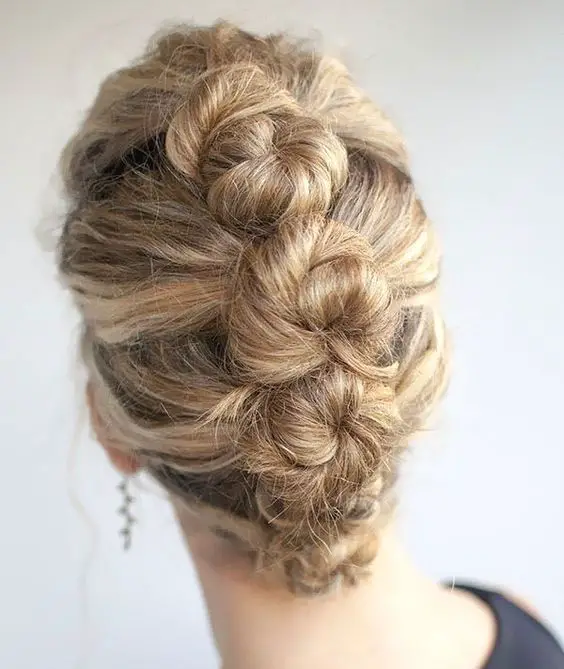 Textured Blonde Twisted Updo Textured Blonde Twisted Updo — Winter Bun Hairstyles