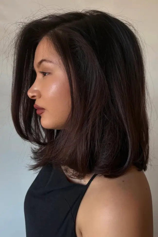 Sleek Espresso Lob With Soft Layers Sleek Espresso Lob With Soft Layers — Espresso Brown Hair