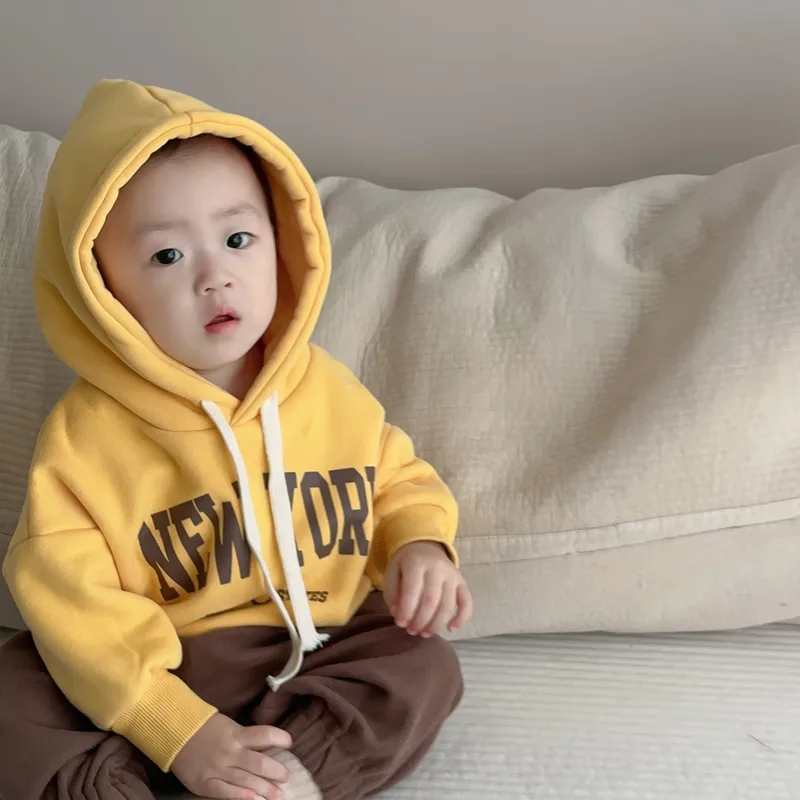 Yellow 'NEW YORK' Hoodie for Casual Loungewear — Winter Outfits for Kids