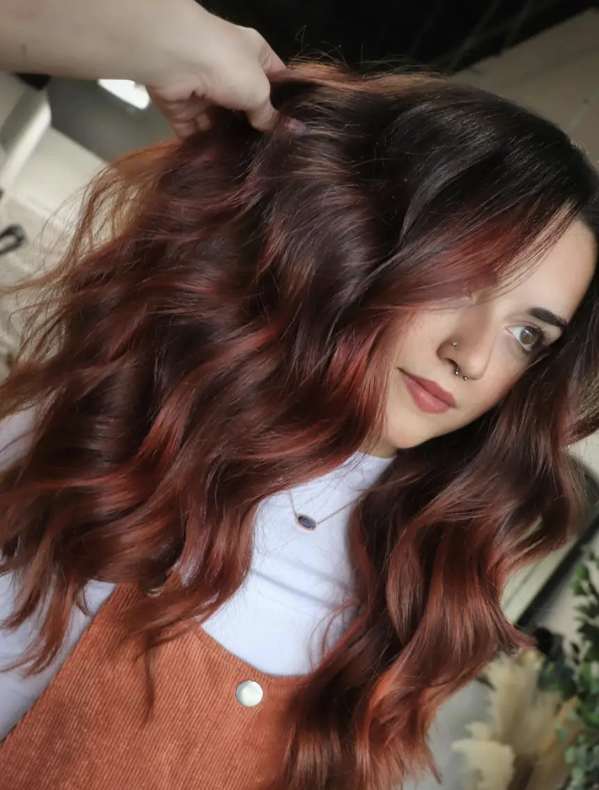 Shoulder Length Balayage With Cinnamon Copper — Cinnamon Brown Hair