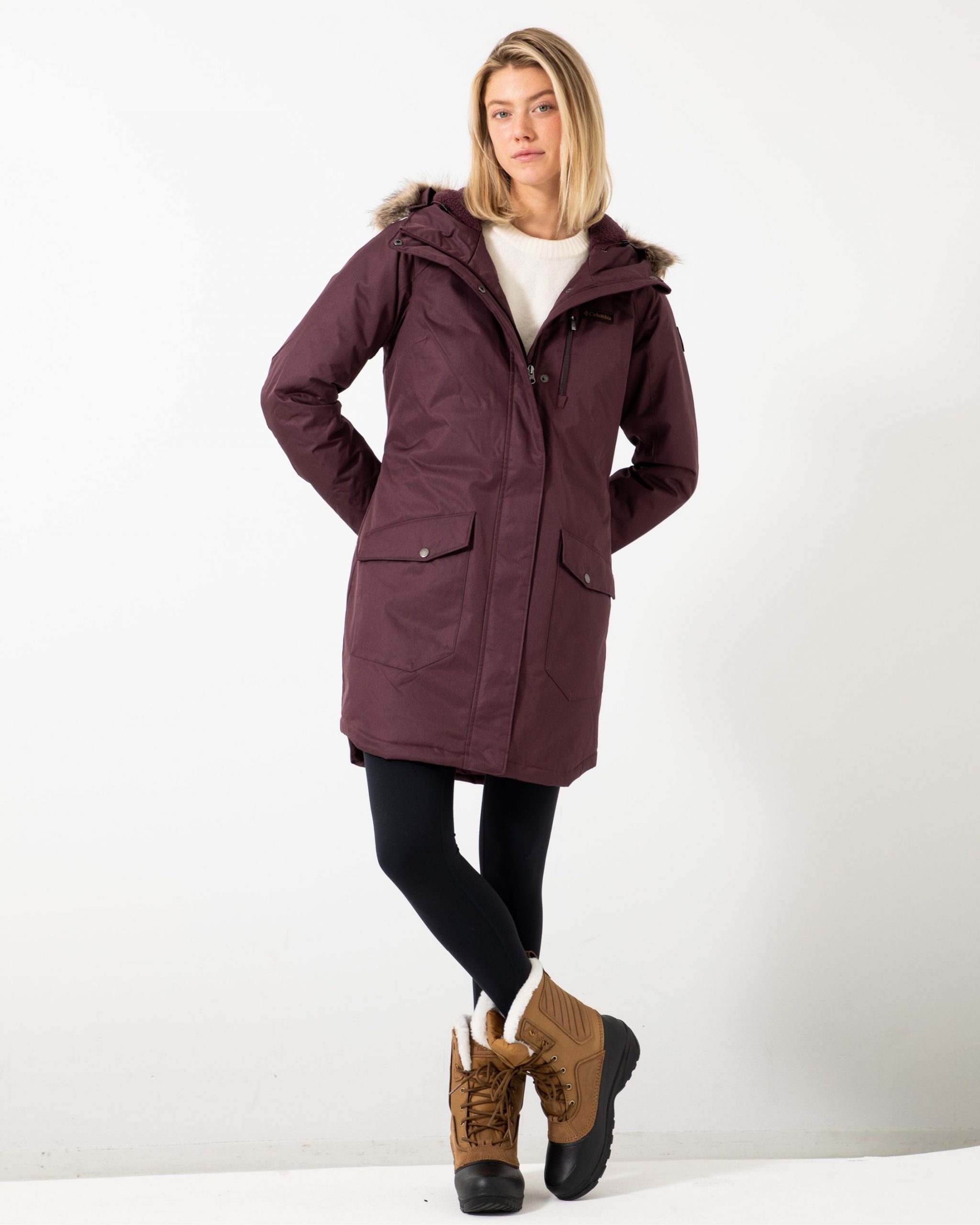 Burgundy Parka with Fur Trim and Winter Boots Burgundy Parka with Fur Trim and Winter Boots — Winter Coats for Women
