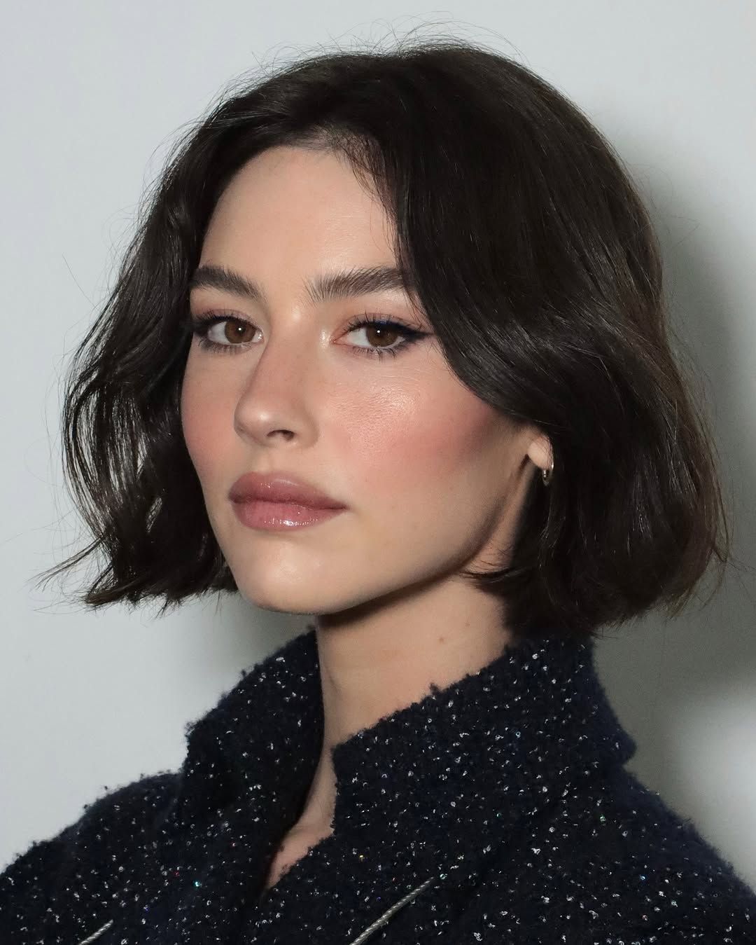 Dark Brown Bob With Sharp Line Dark Brown Bob With Sharp Line — Winter Haircuts with Bangs