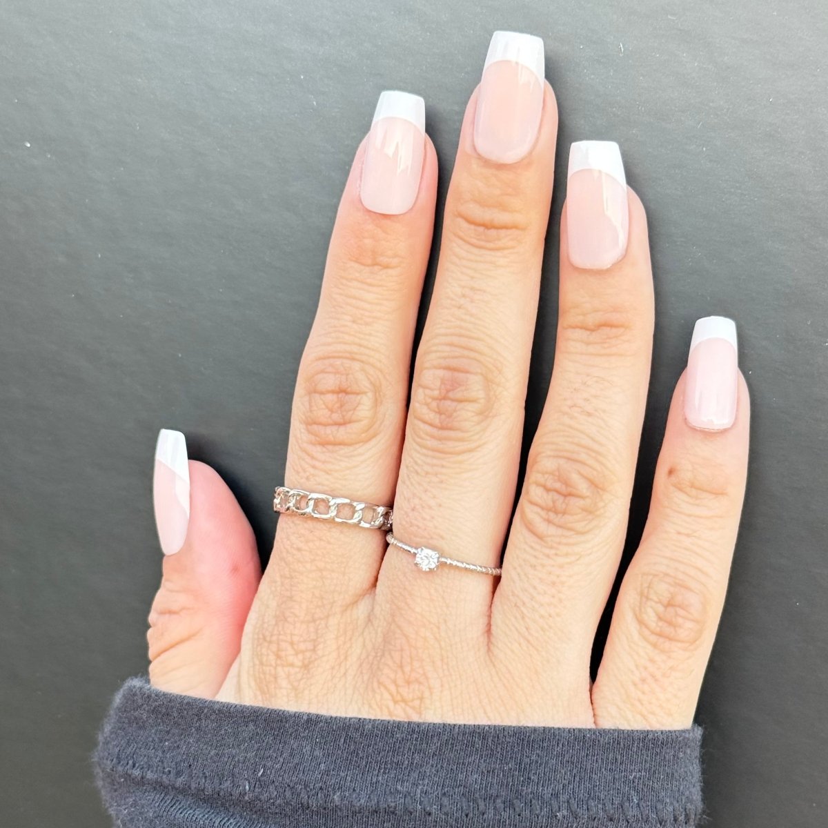 Long Square Classic White French Long Square Classic White French — French Nail Designs