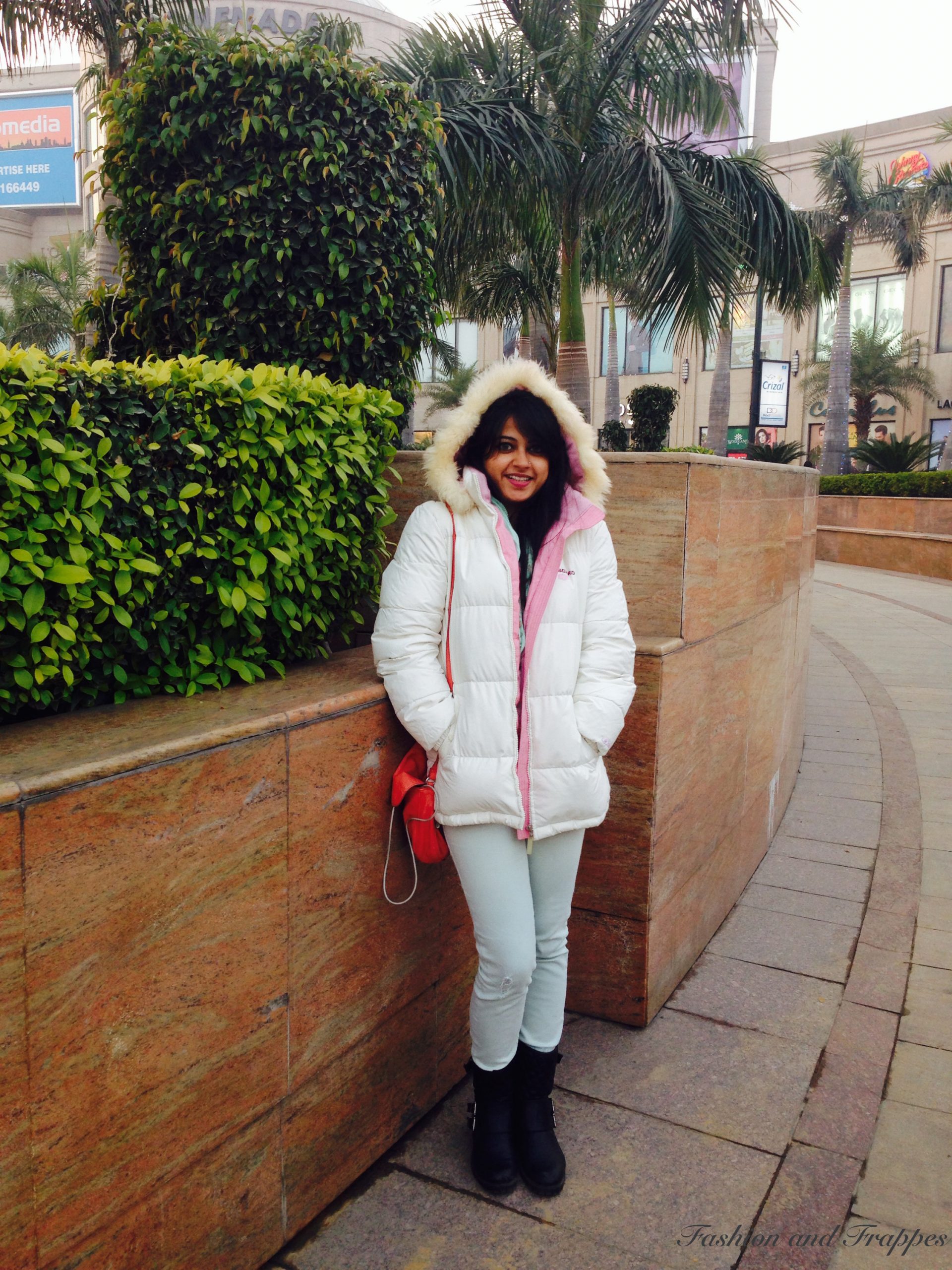 Playful Puffer Jacket with Pop of Red — London Winter Outfits