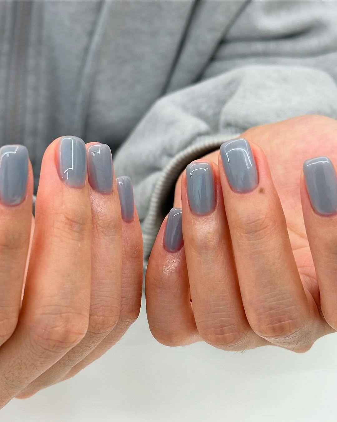 Opaque Cool Grey Square Nails — January Nails