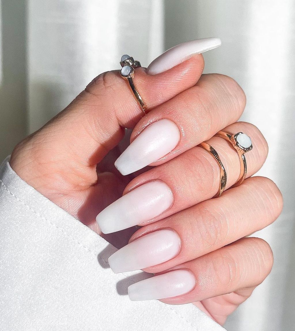 Neutral Visual Idea — Milky White Nails