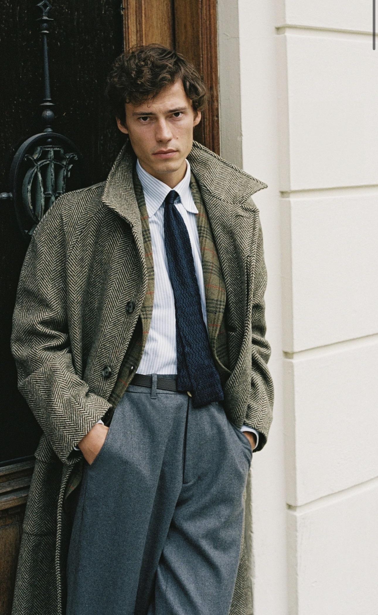 Tailored Classic: Herringbone Overcoat and Tie Tailored Classic: Herringbone Overcoat and Tie — Winter Outfits for Men