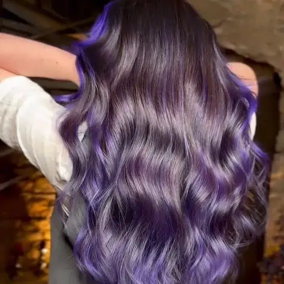 Dark Base With Vibrant Purple Highlights Dark Base With Vibrant Purple Highlights — Winter Hair Colors for Plus Size Women