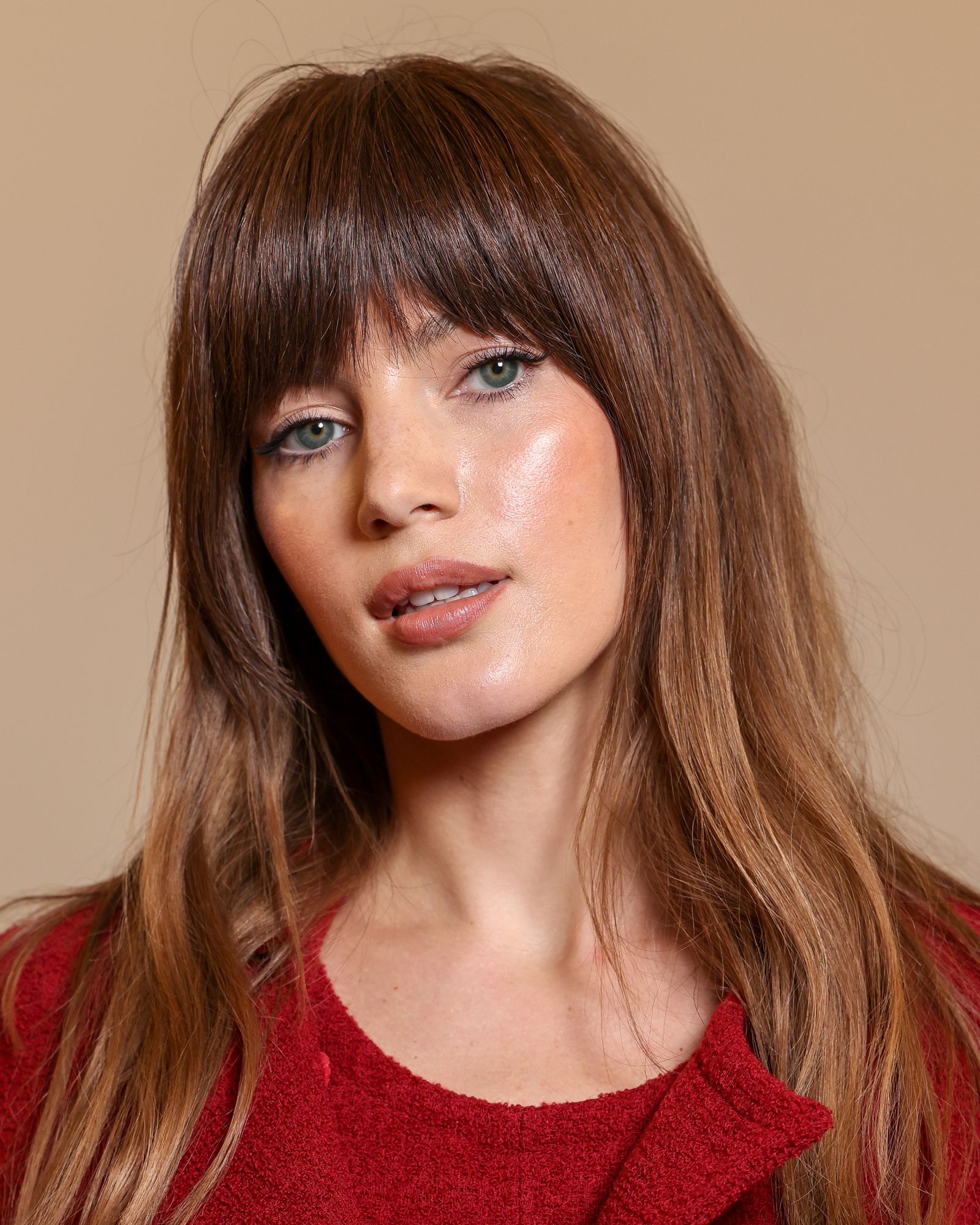 Dark Brown Layers With Full Bangs — Winter Hairstyles with Bangs