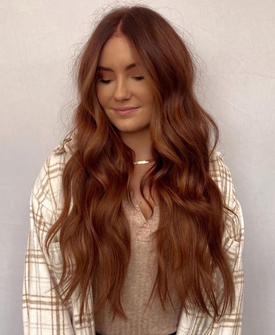 Warm Auburn With Blonde Highlights Warm Auburn With Blonde Highlights — Winter Auburn Hair Color