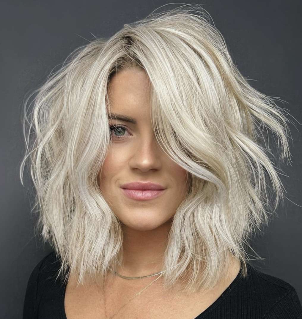 Platinum Blonde Messy Shag Platinum Blonde Messy Shag — Winter Hairstyles