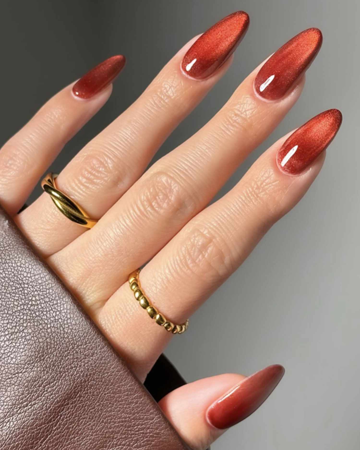 Rust Orange Gold Cat Eye Stiletto Nails Rust Orange Gold Cat Eye Stiletto Nails — Winter Cat Eye Nails
