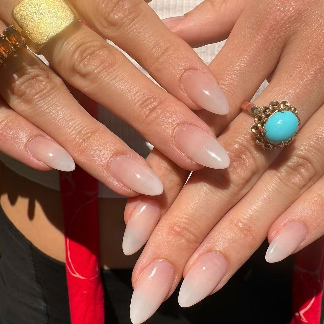 Milky White to Clear Ombre Pointed Nails Milky White to Clear Ombre Pointed Nails — Classy Simple Nail Designs