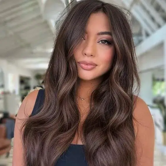 Side-Swept Visual Idea Side-Swept Visual Idea — Winter Hair Colors for Brunettes