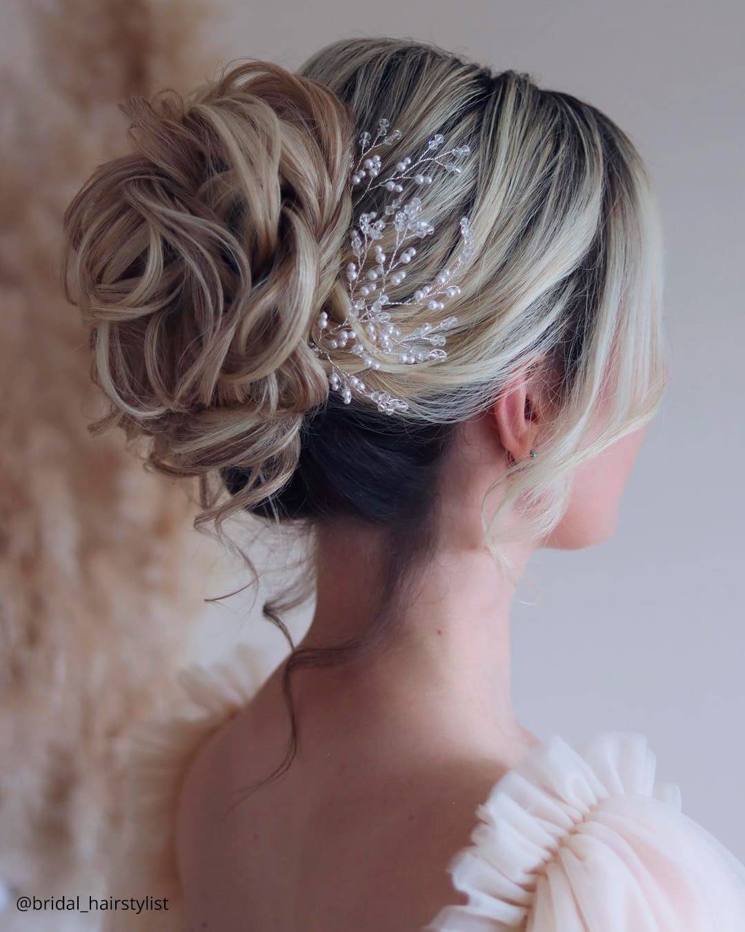 Twisted Updo With Pearl Accessory — Winter Party Hairstyles