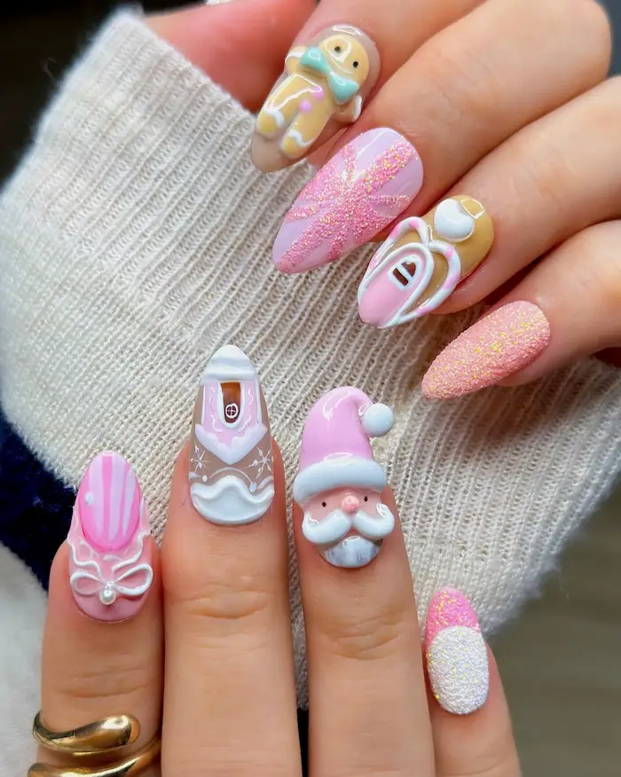 Festive 3D Frosted Designs Festive 3D Frosted Designs — Pastel Winter Nails