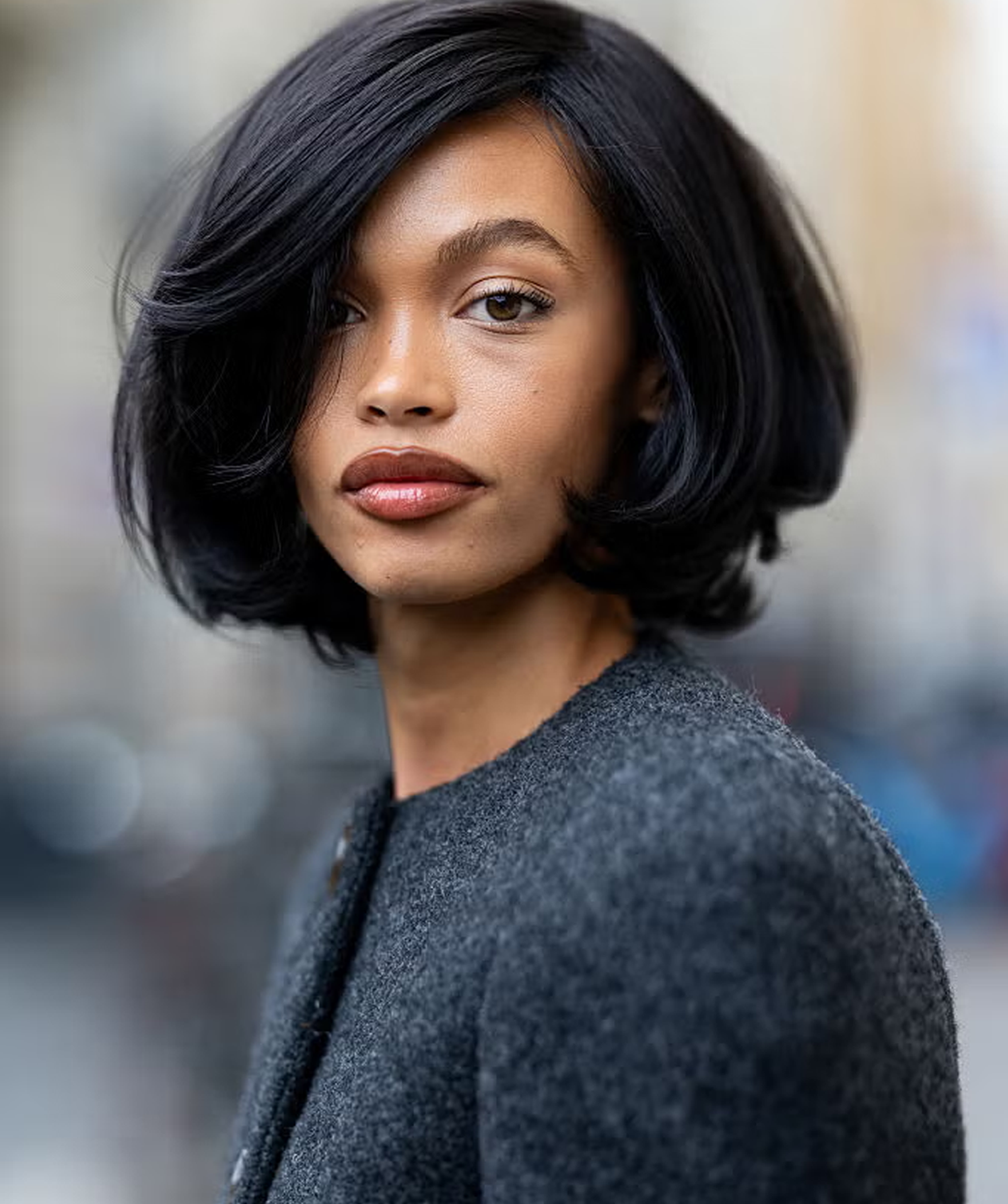 Voluminous Black Chin Bob Voluminous Black Chin Bob — Winter Haircuts for Thick Hair
