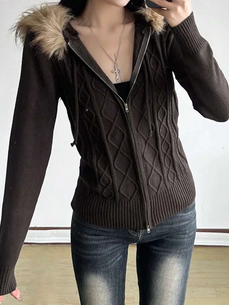 Faux Fur Trimmed Hoodie with Dark Wash Denim — Winter Streetwear Outfits