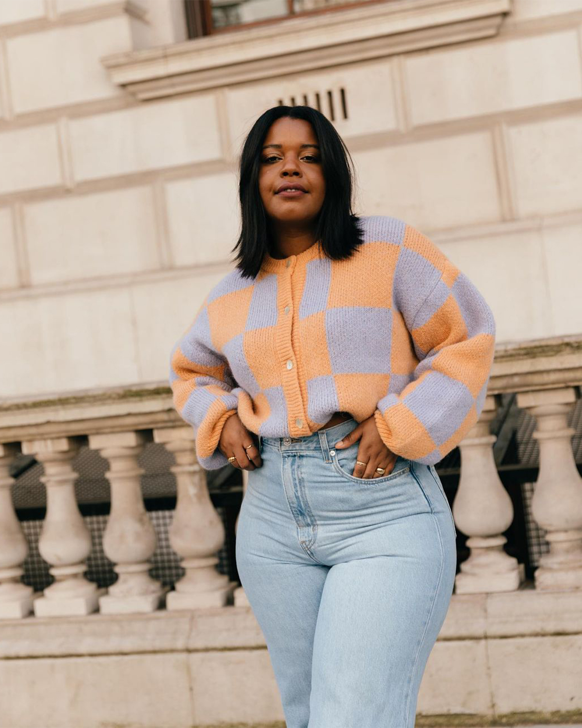Playful Patterned Cardigan with High-Waisted Denim Playful Patterned Cardigan with High-Waisted Denim — Cardigan Outfits