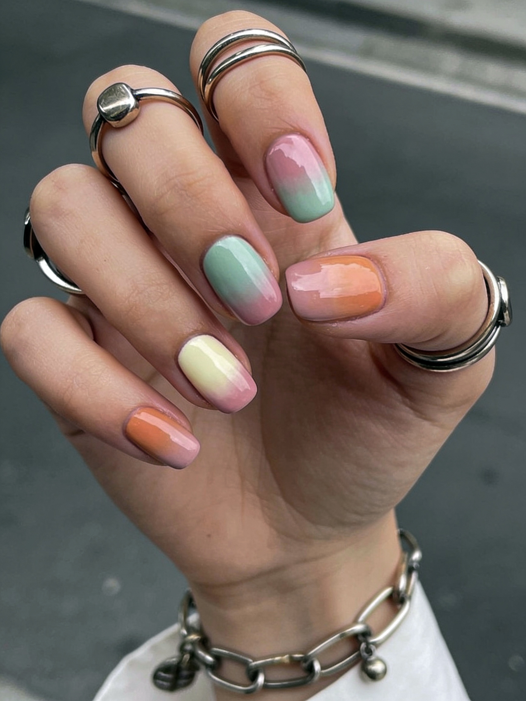Spring Ombre Short Squares Spring Ombre Short Squares — Winter to Spring Transition Nails