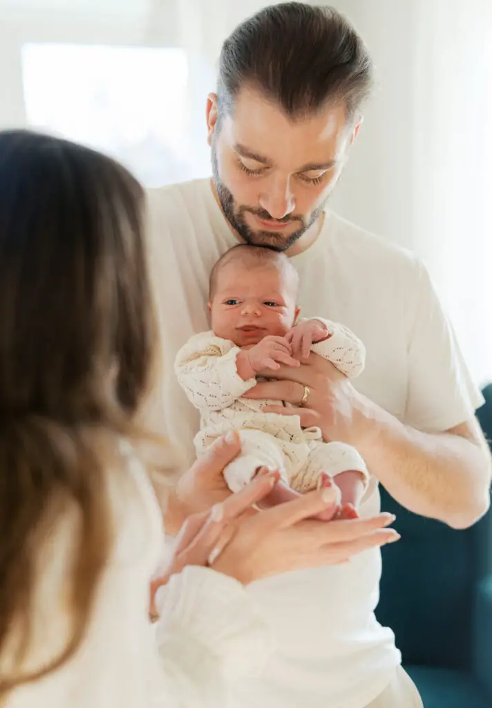 Cozy Newborn Knit Onesie for Winter Photo Sessions — Winter Family Photo Outfits