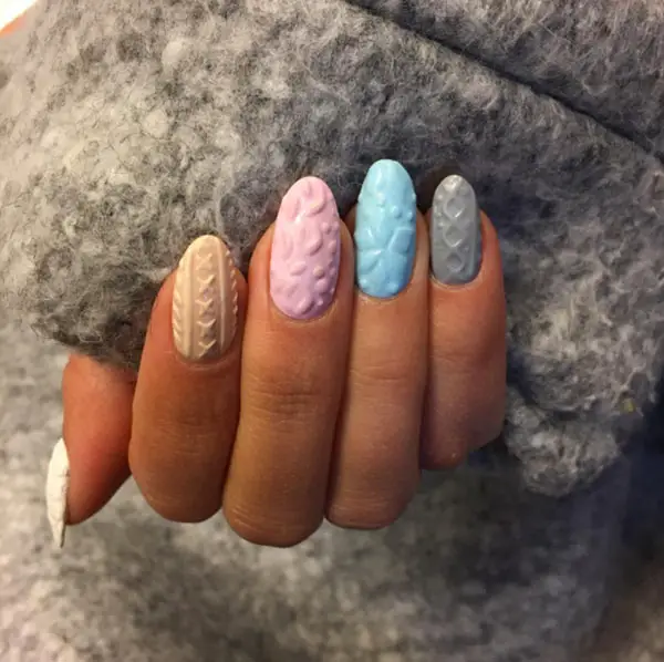 Matte With Glitter Visual Idea — Sweater Nails