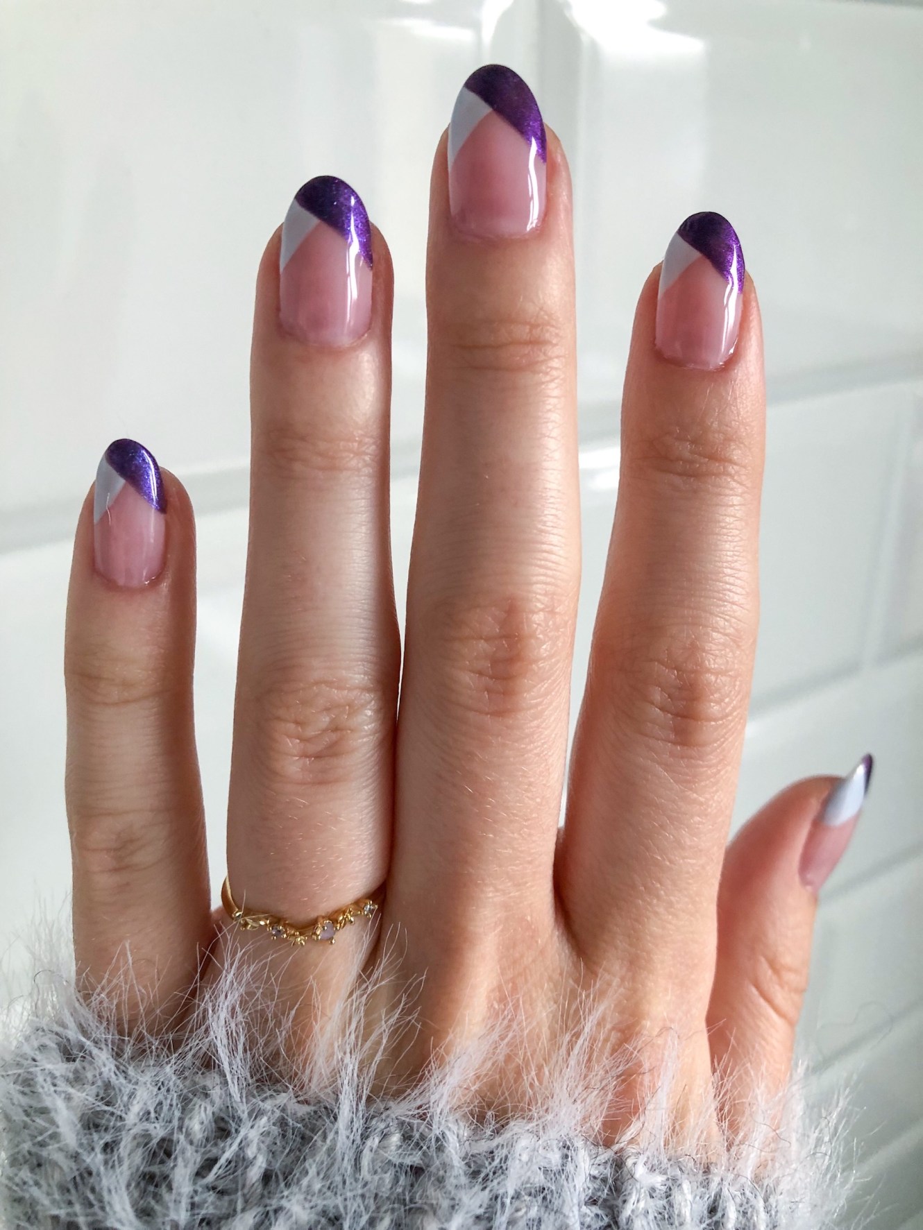 Geometric Purple and Grey French Tips Geometric Purple and Grey French Tips — Nail Art Ideas