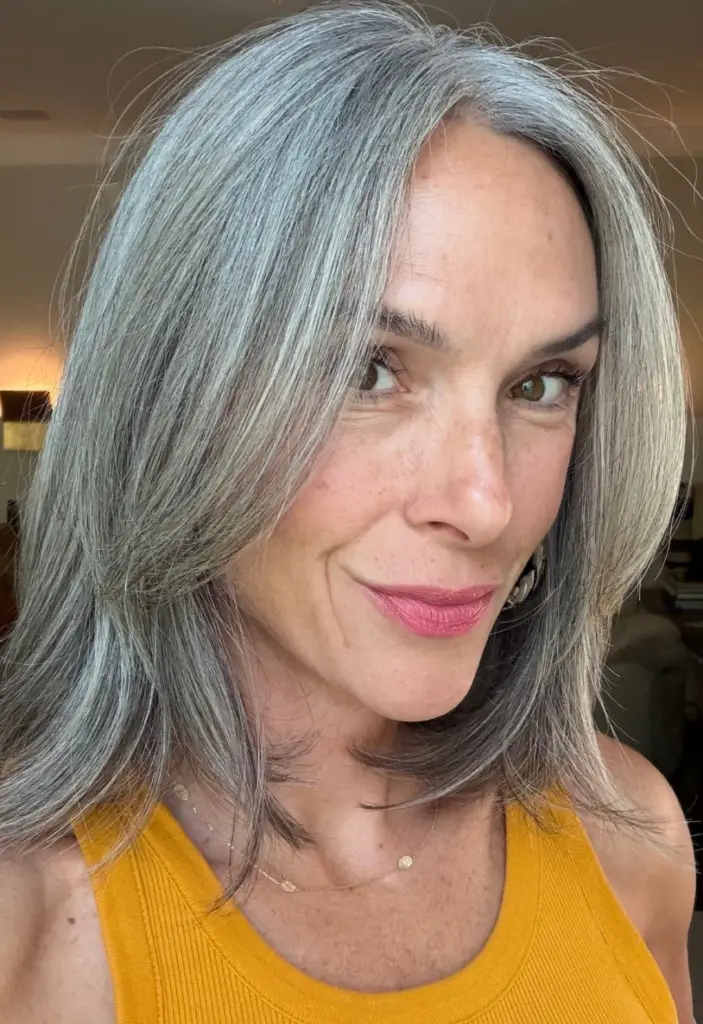 Collarbone Layers With Side Bangs Collarbone Layers With Side Bangs — Winter Hairstyles for Gray Hair