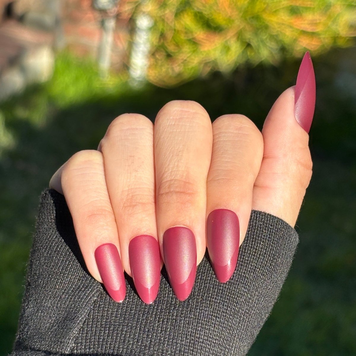 Matte Burgundy With Glossy French Tips — Burgundy Nails