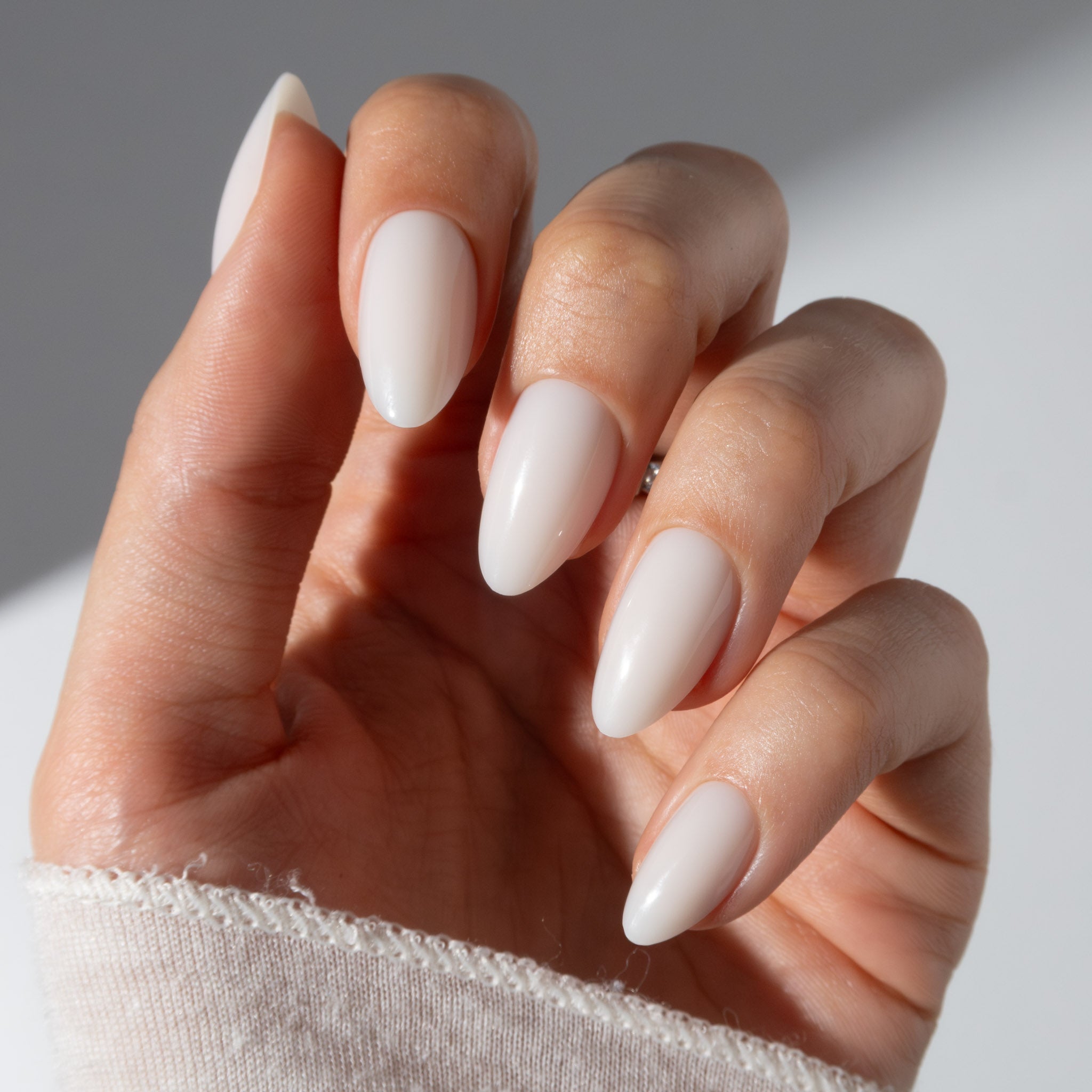 Glossy Visual Idea — Milky White Nails