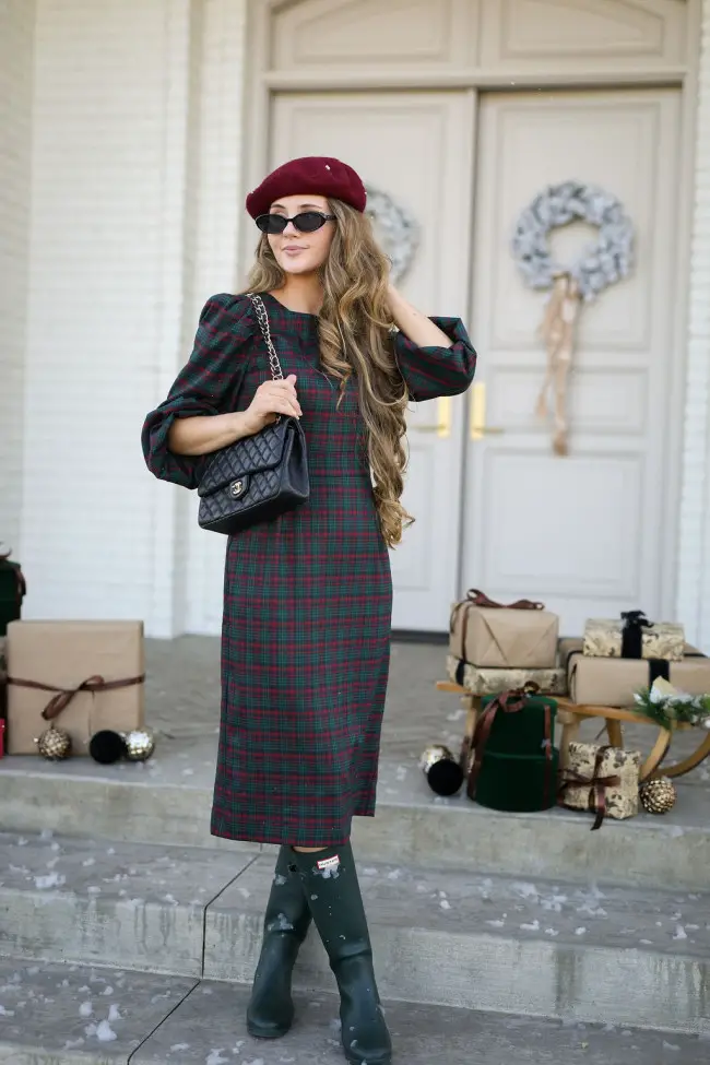 Cozy Plaid Dress and Knee-High Boots for a Romantic Evening Cozy Plaid Dress and Knee-High Boots for a Romantic Evening — Winter Date Night Outfits