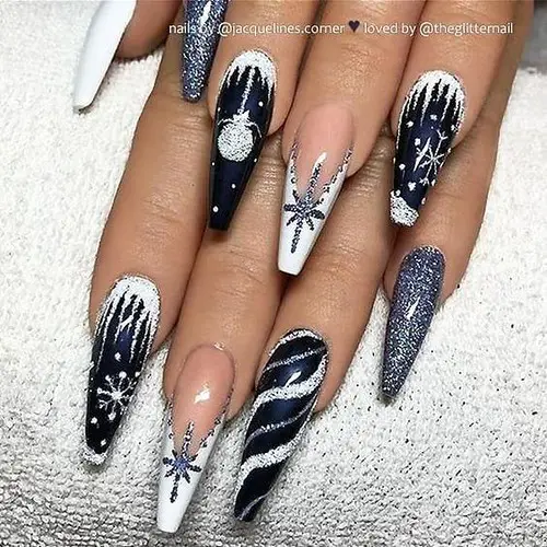 Detailed Winter Scene Stiletto Nails Detailed Winter Scene Stiletto Nails — Winter Acrylic Nails