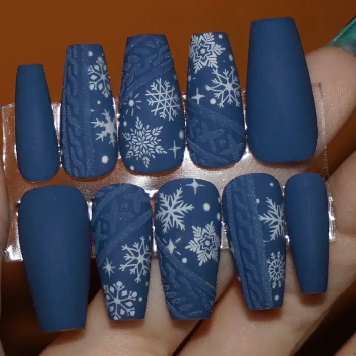 Navy Matte Snowflake Cable Knit Navy Matte Snowflake Cable Knit — Winter Coffin Nails