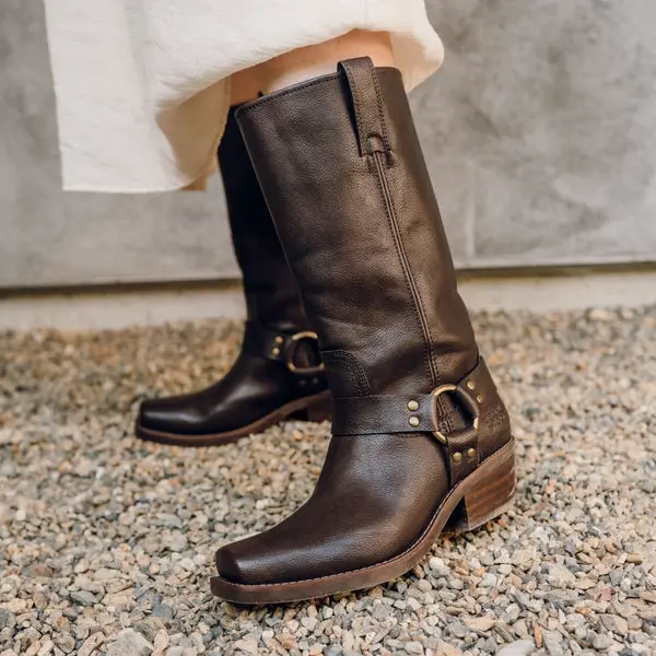 Western-Style Boots with Brass Hardware Western-Style Boots with Brass Hardware — Riding Boots Outfits