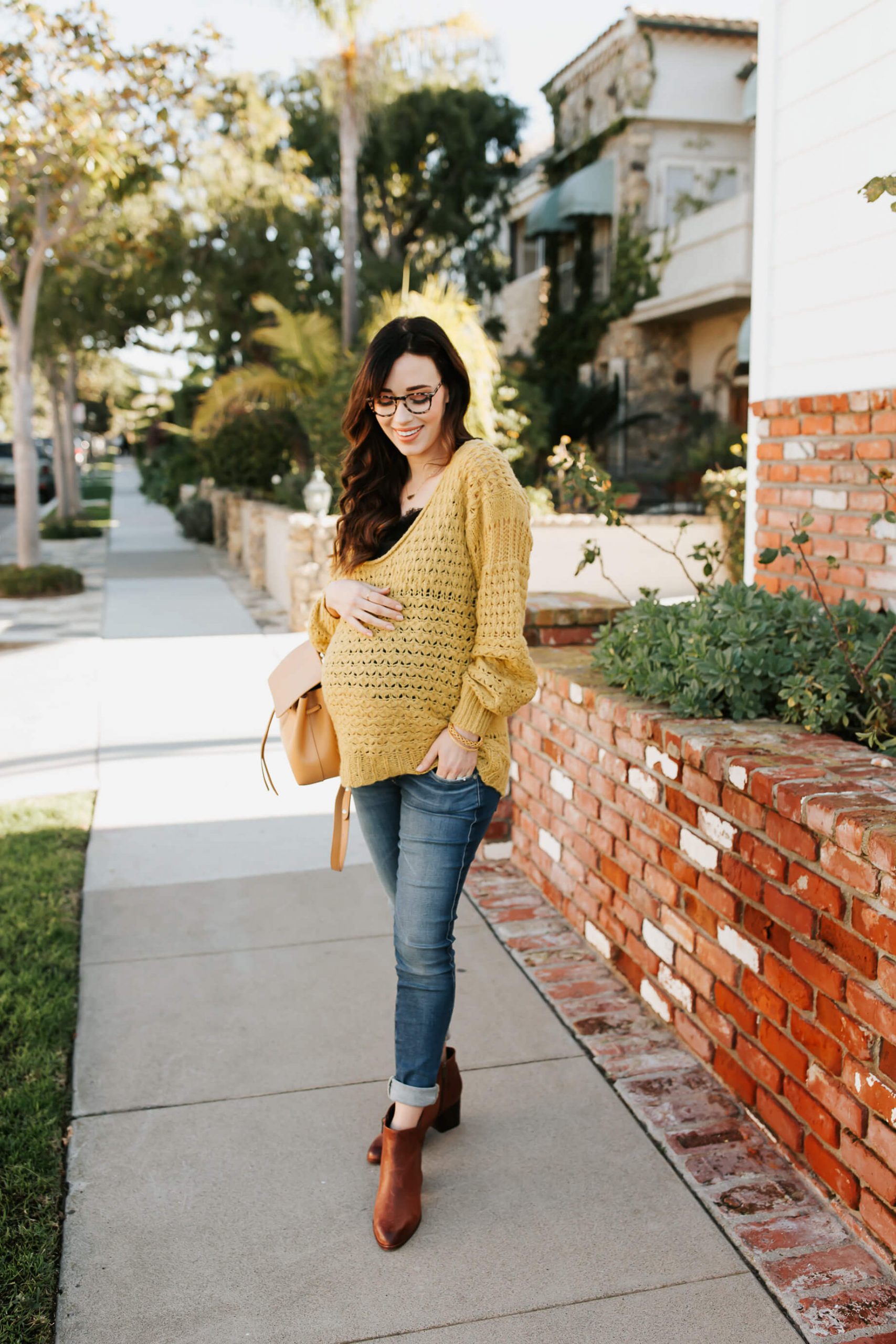 Warm Hues: Mustard Yellow Sweater with Brown Boots Warm Hues: Mustard Yellow Sweater with Brown Boots — Oversized Sweater Outfits