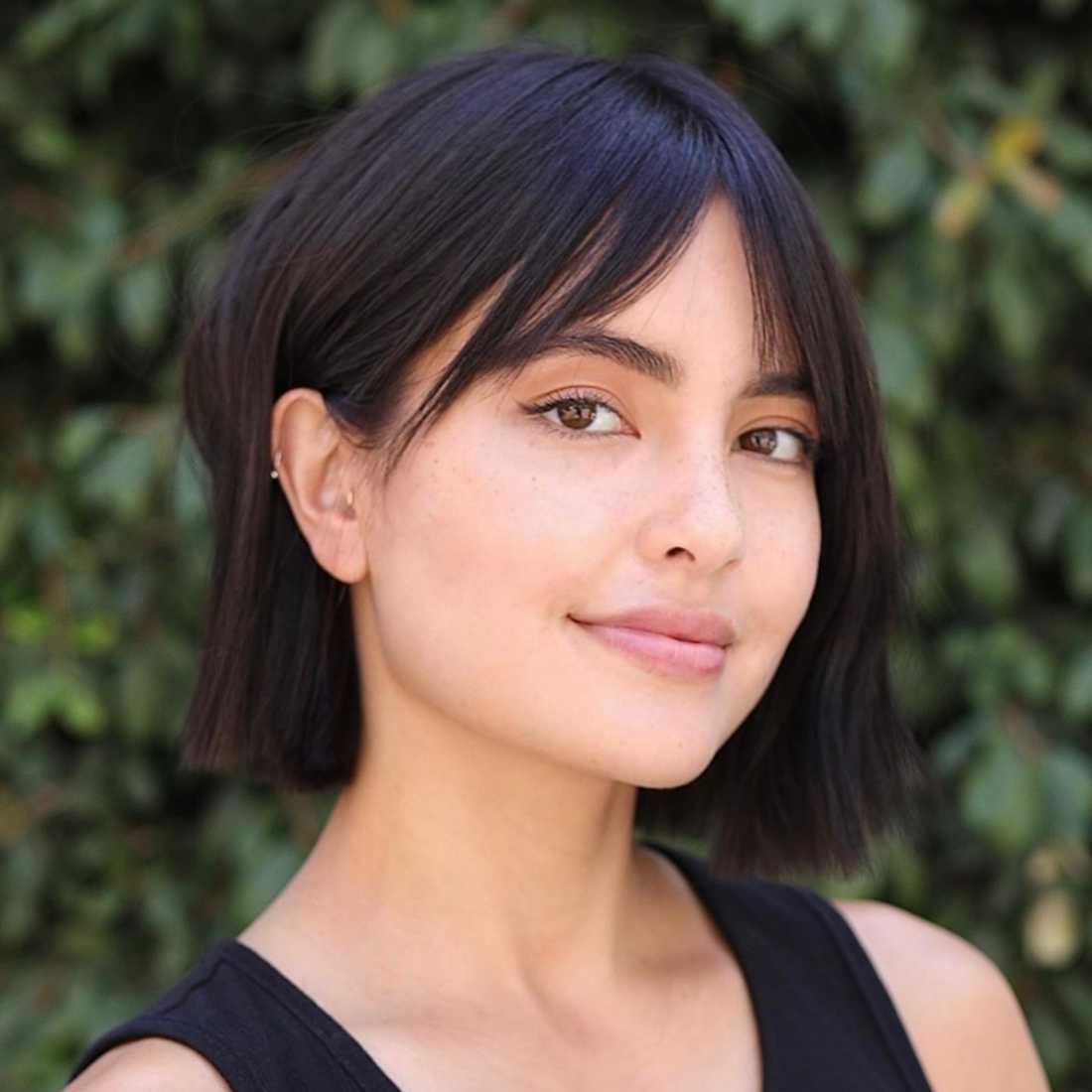 Dark Brown Bob With Blunt Bangs — Winter Hairstyles with Bangs