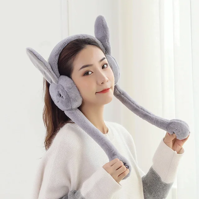 Whimsical Rabbit Ear Earmuffs with White Sweater Whimsical Rabbit Ear Earmuffs with White Sweater — Earmuffs Outfits