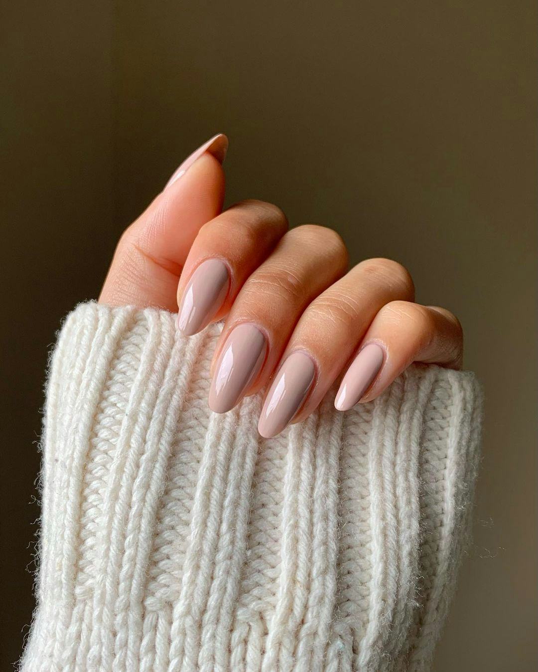 Neutral Beige-Pink Opaque Glossy Medium Stiletto Nails Neutral Beige-Pink Opaque Glossy Medium Stiletto Nails — Winter Nail Colors for Pale Skin