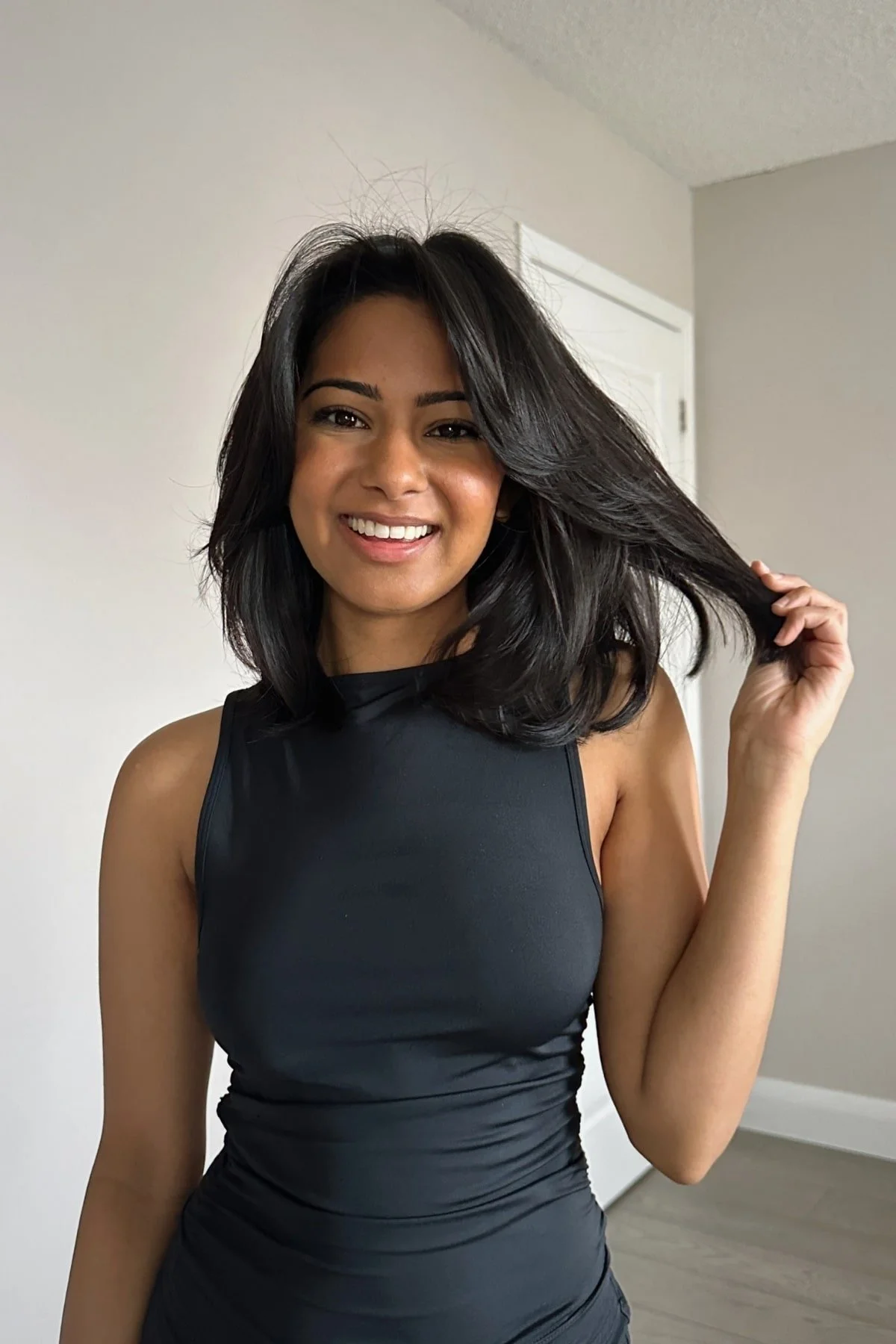 Dark Brown Layered Shag Air-Dried Dark Brown Layered Shag Air-Dried — Winter Shoulder Length Hairstyles