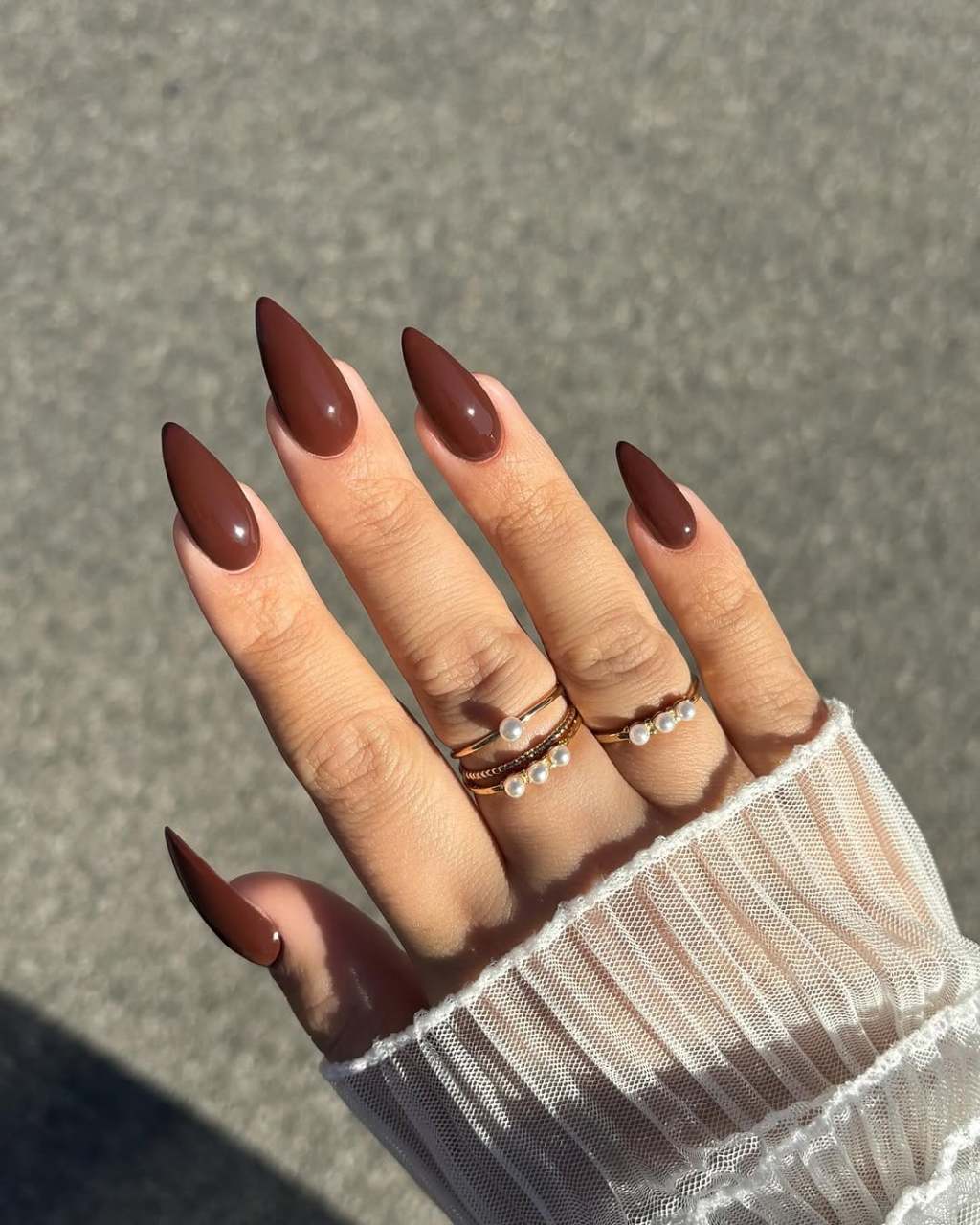 Sharp Stiletto in Rich Chocolate Brown — Brown Nail Designs
