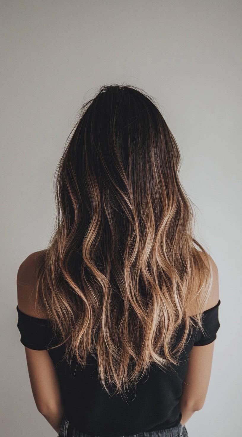 Dark Brown Base With Blonde Ends Dark Brown Base With Blonde Ends — Winter Balayage
