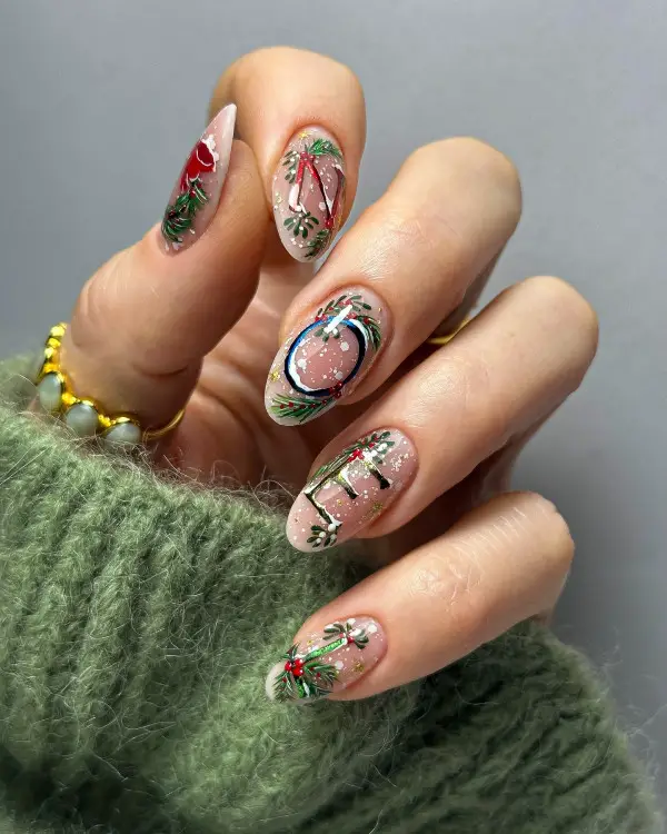 Festive Holly Berry Snowflake Nails Festive Holly Berry Snowflake Nails — Winter Wonderland Nails